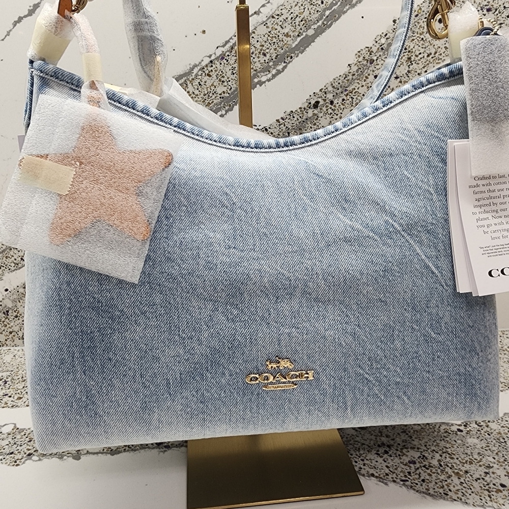 Coach Laurel Shoulder Bag in Loved Denim With Charms NWT - Picture 3 of 15